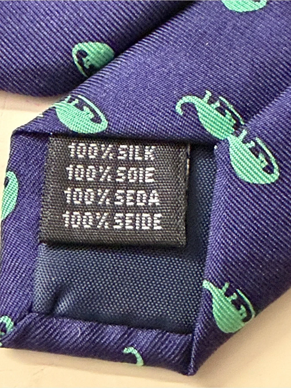 Navy Kids Tie with Teal Dinosaur Motif